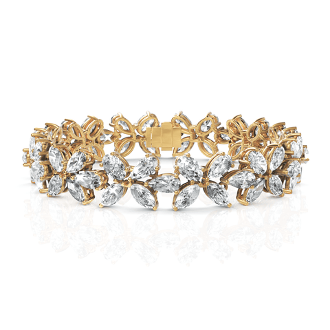 26.4CT Mix Cut Lab Diamond Floral Vintage Bracelet - Buvea Jewels