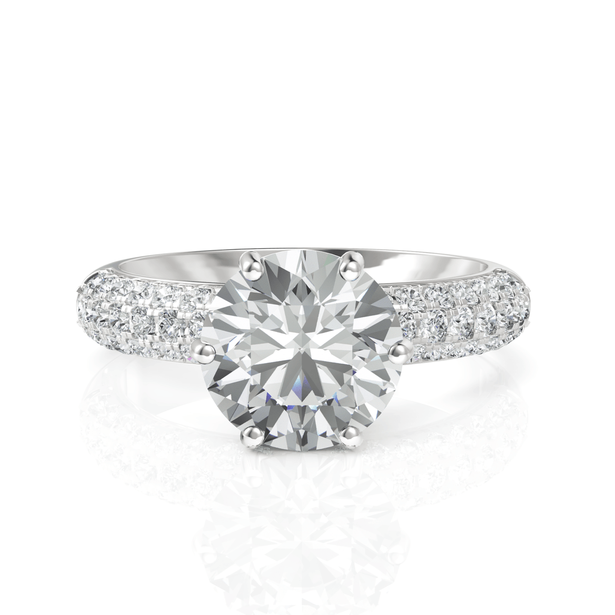 2.67CT Round Lab Diamond Premium Hidden Halo Accent Engagement Ring - Buvea Jewels