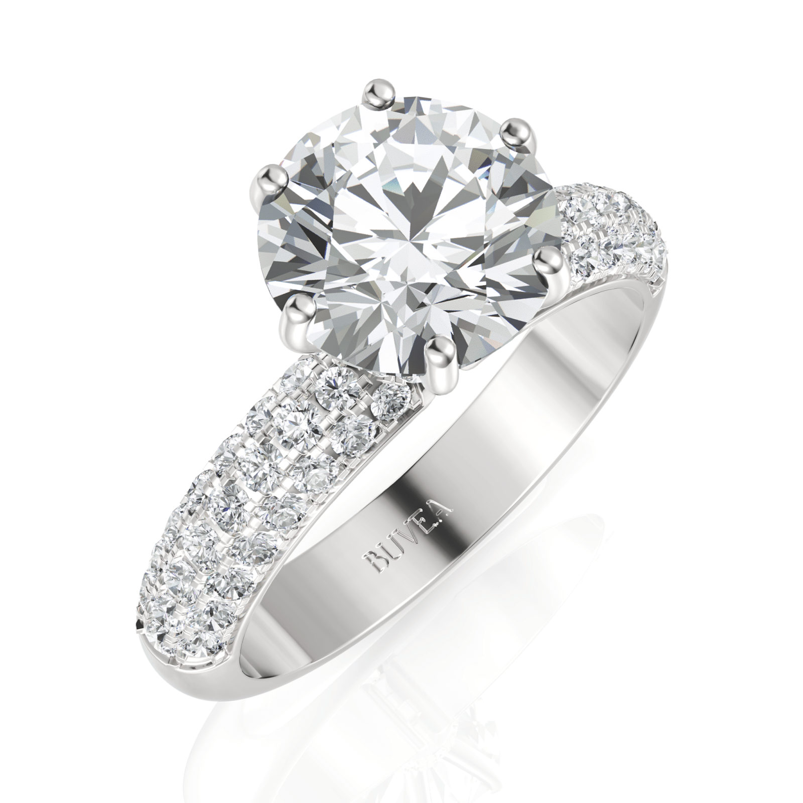 2.67CT Round Lab Diamond Premium Hidden Halo Accent Engagement Ring - Buvea Jewels