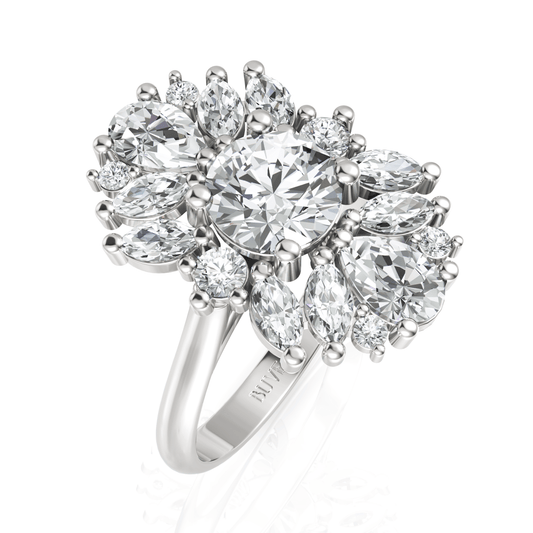 2.76CT Round Lab Diamond Cluster Premium Engagement Ring - Buvea Jewels