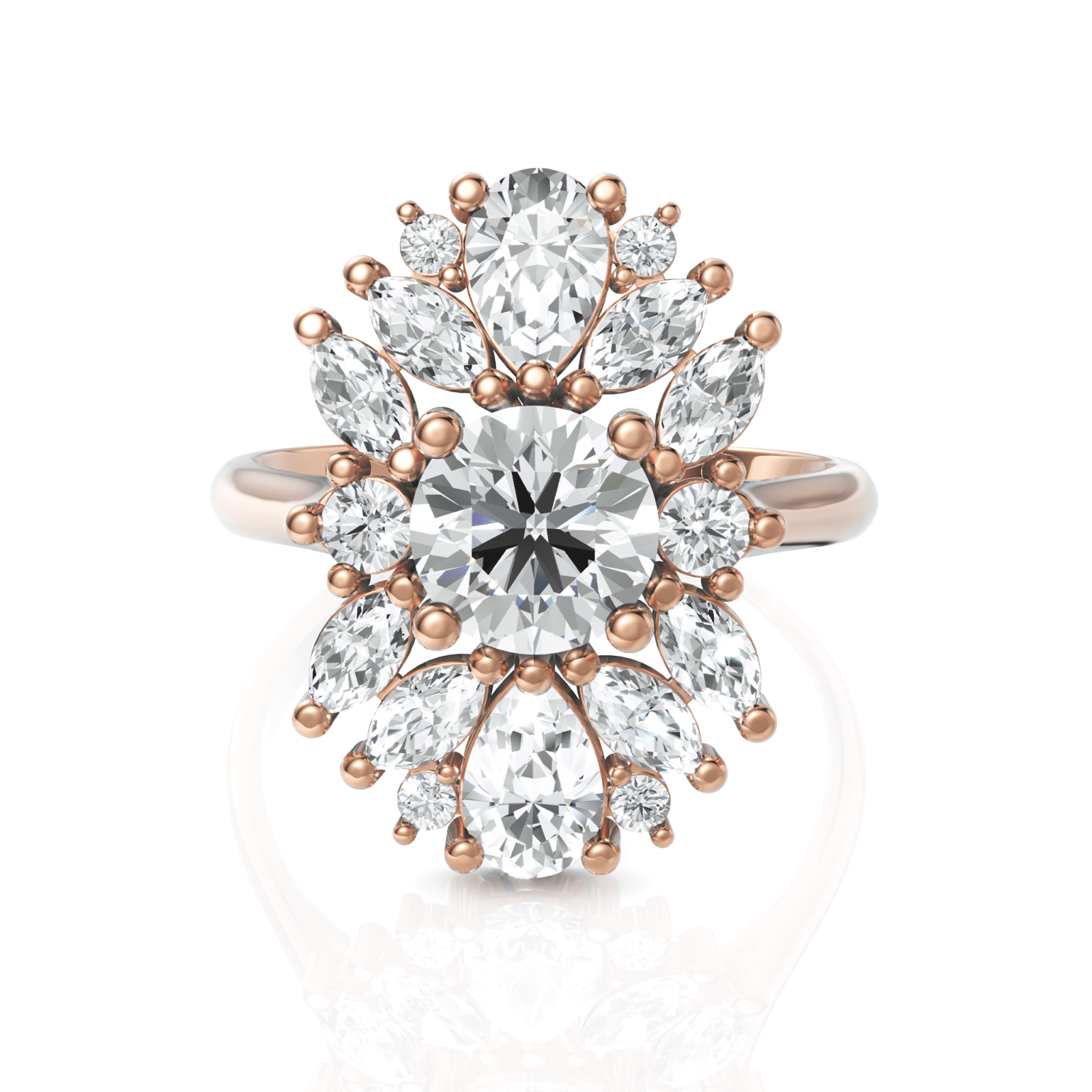 2.76CT Round Lab Diamond Cluster Premium Engagement Ring - Buvea Jewels