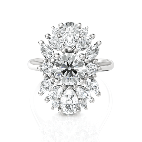 2.76CT Round Lab Diamond Cluster Premium Engagement Ring - Buvea Jewels