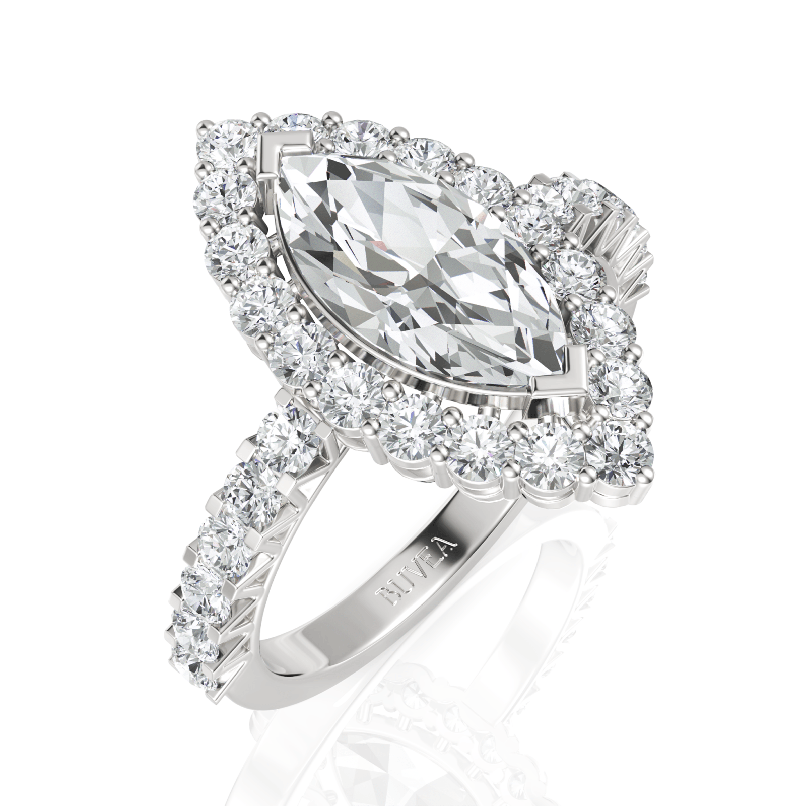 2.7CT Marquise Lab Diamond Premium Halo Accent Engagement Ring - Buvea Jewels