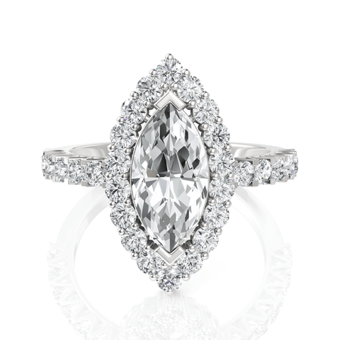 2.7CT Marquise Lab Diamond Premium Halo Accent Engagement Ring - Buvea Jewels