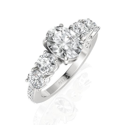 2.7CT Oval Lab Diamond Premium Accent Engagement Ring - Buvea Jewels