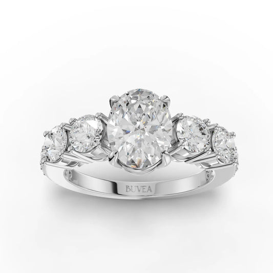 2.7CT Oval Moissanite Premium Accent Engagement Ring - Buvea Jewels