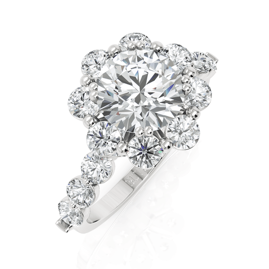 2.82CT Round Lab Diamond Halo Accent Premium Engagement Ring - Buvea Jewels