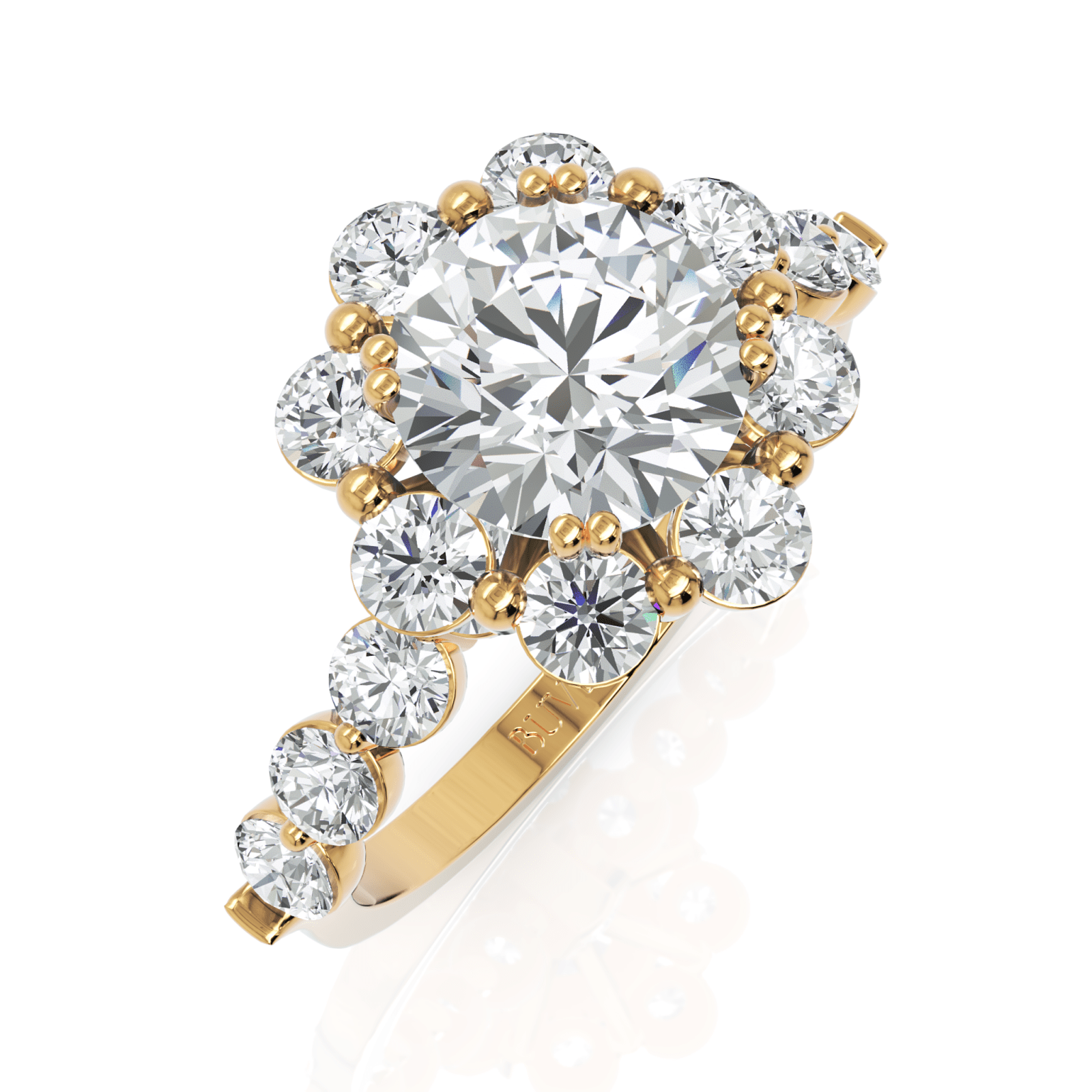 2.82CT Round Lab Diamond Halo Accent Premium Engagement Ring - Buvea Jewels