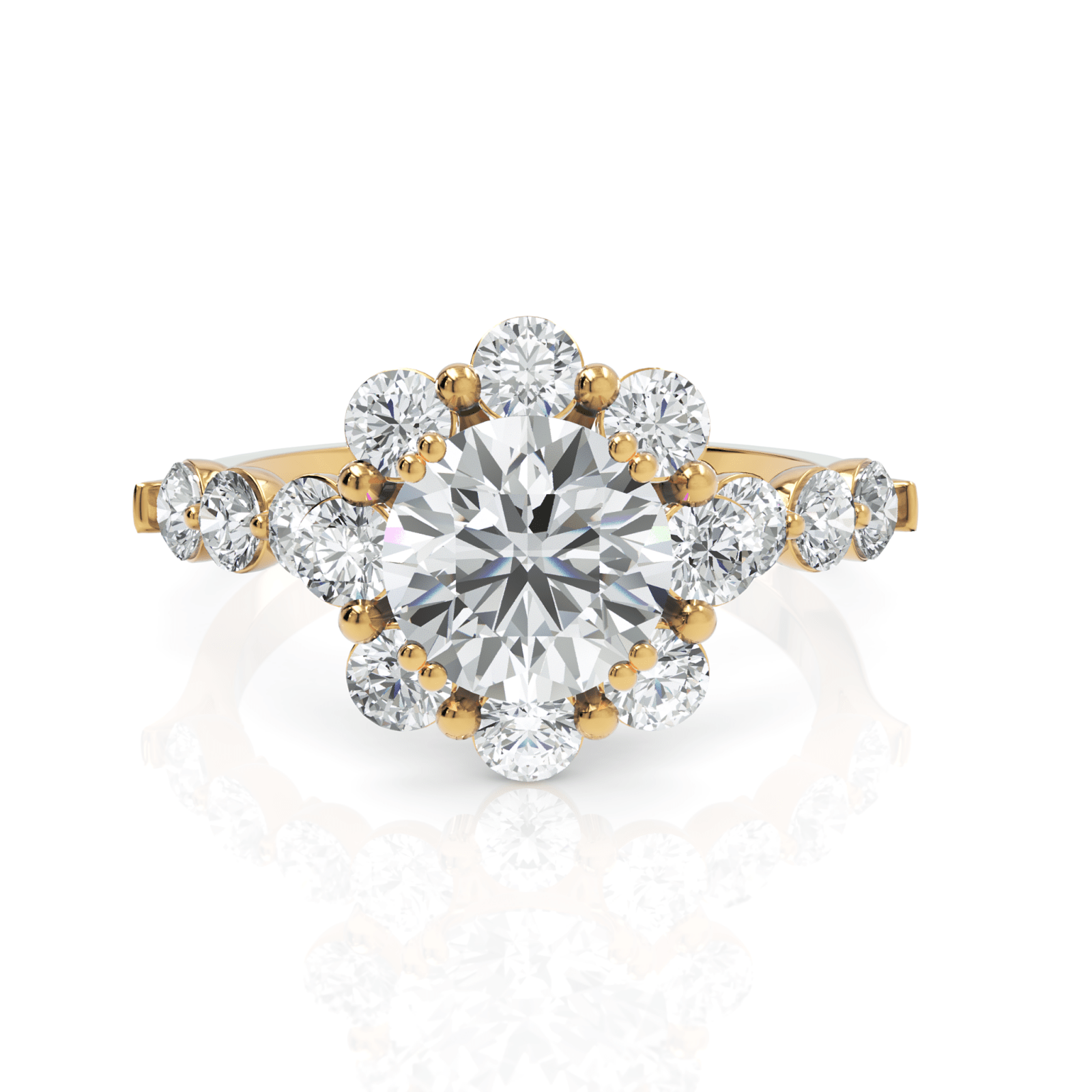 2.82CT Round Lab Diamond Halo Accent Premium Engagement Ring - Buvea Jewels