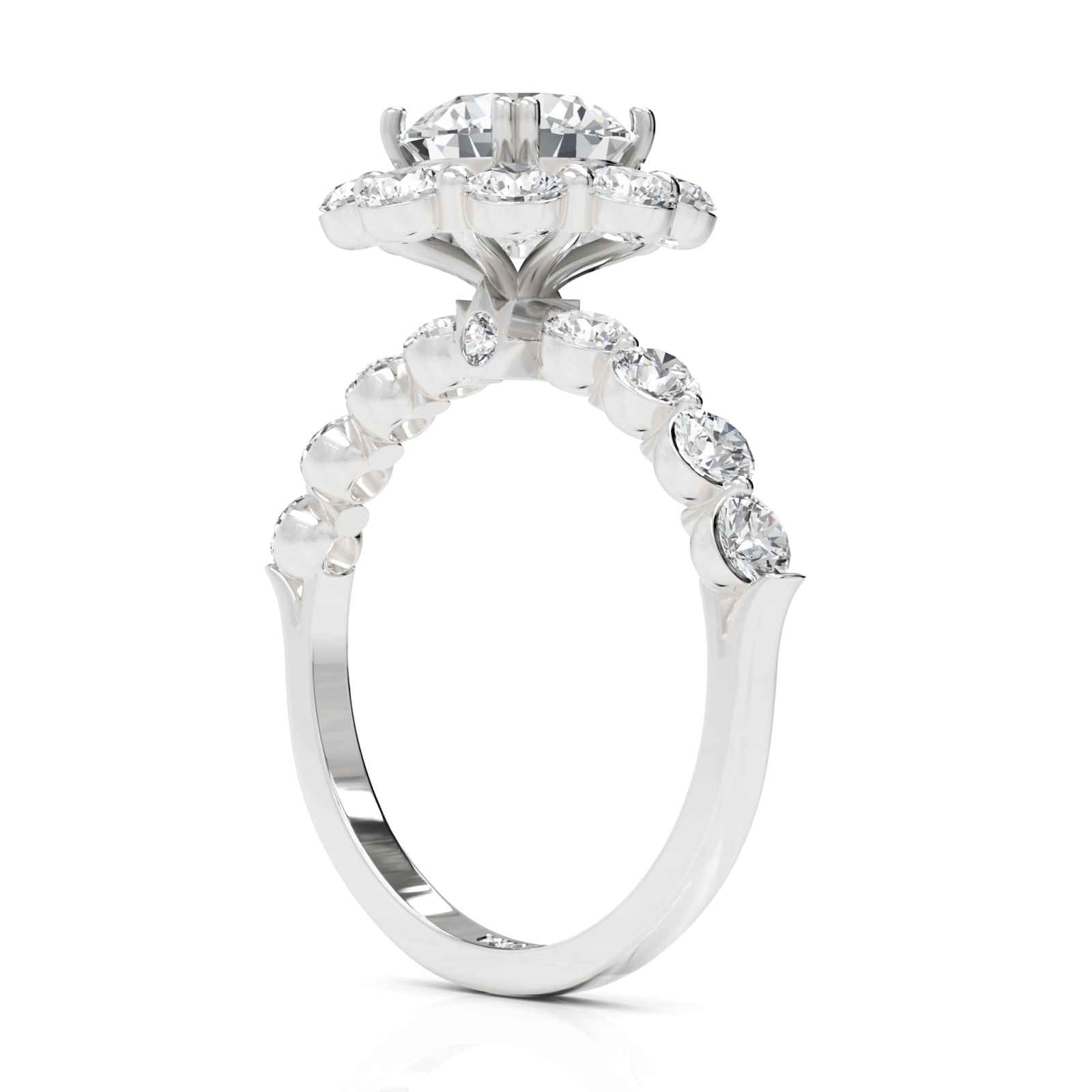 2.82CT Round Lab Diamond Halo Accent Premium Engagement Ring - Buvea Jewels