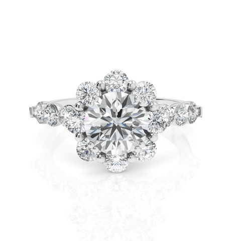 2.82CT Round Lab Diamond Halo Accent Premium Engagement Ring - Buvea Jewels