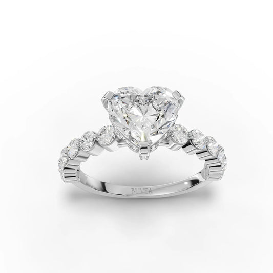 2.84CT Heart Lab Diamond Premium Accent Engagement Ring - Buvea Jewels