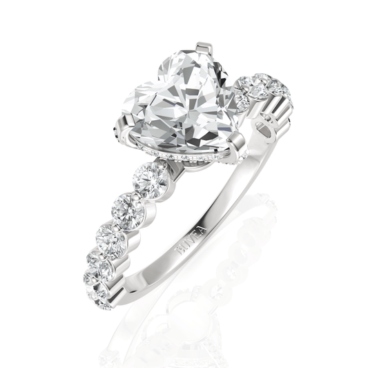 2.84CT Heart Lab Diamond Premium Accent Engagement Ring - Buvea Jewels