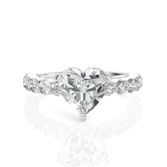 2.84CT Heart Lab Diamond Premium Accent Engagement Ring - Buvea Jewels