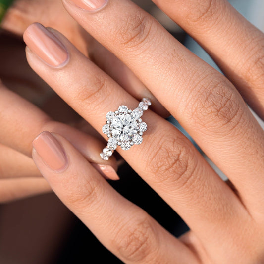 2.8CT Round Lab Diamond Halo Accent Premium Engagement Ring - Buvea Jewels
