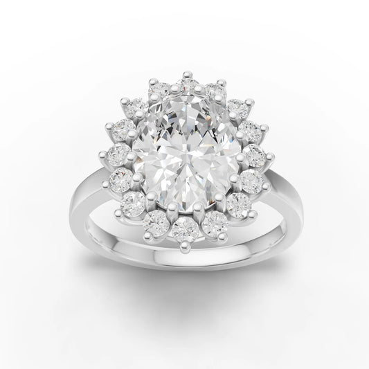 2.96CT Oval Lab Diamond Classic Halo Engagement Ring - Buvea Jewels