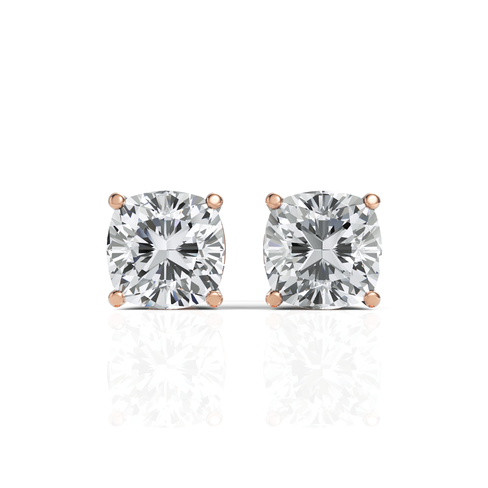 2CT Cushion Lab Diamond Stud Earrings - Buvea Jewels