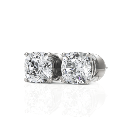 2CT Cushion Lab Diamond Stud Earrings - Buvea Jewels