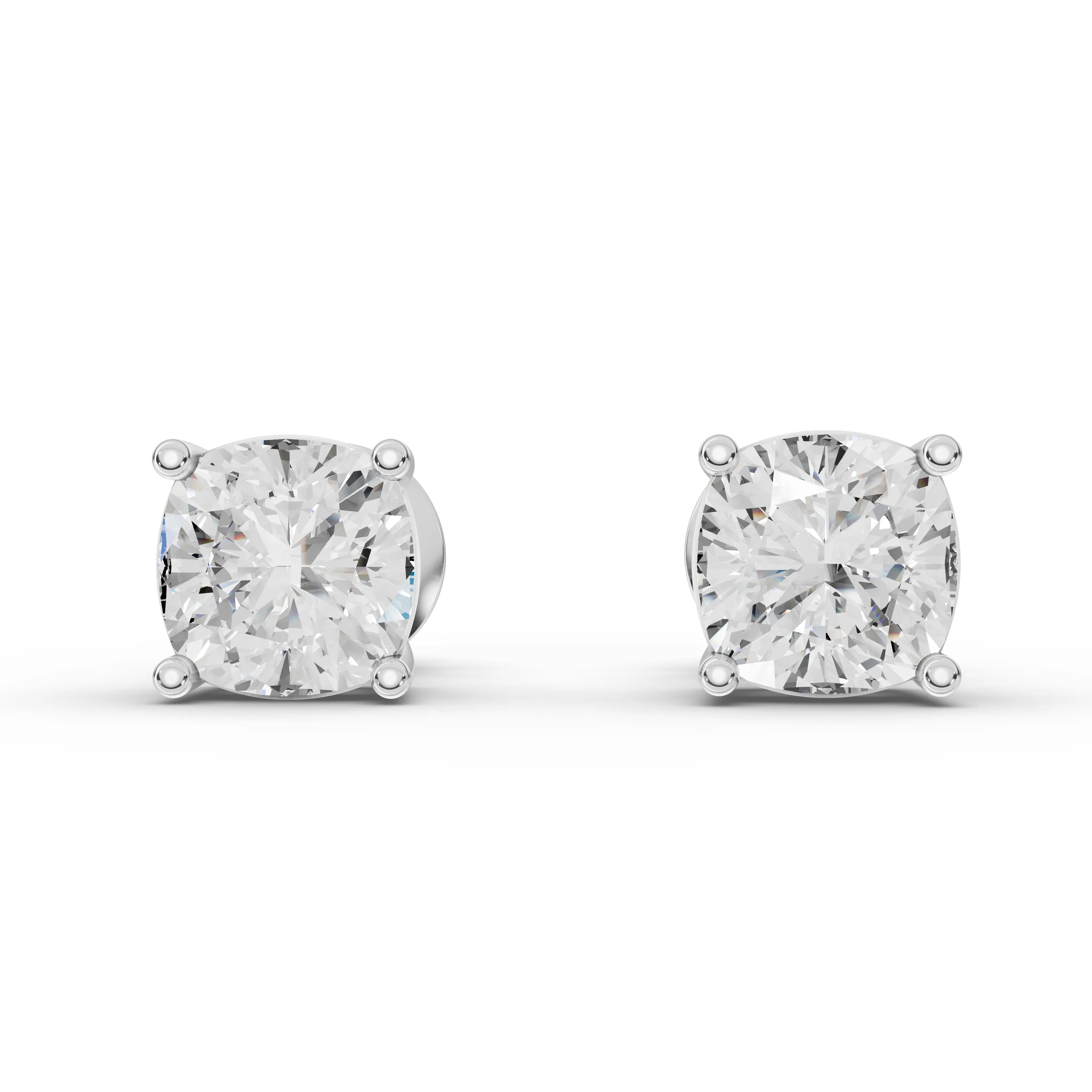 2CT Cushion Lab Diamond Stud Earrings - Buvea Jewels
