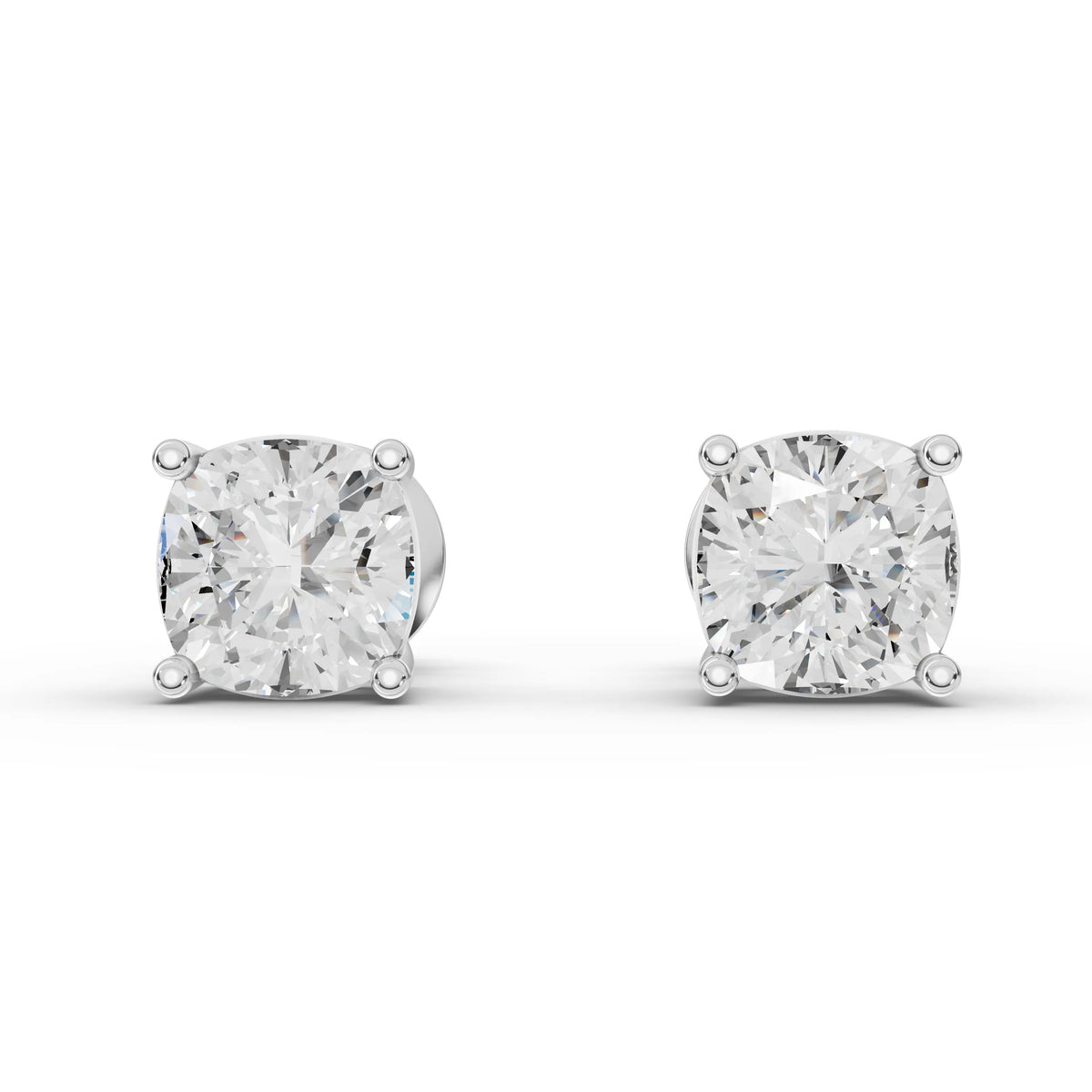 2CT Cushion Lab Diamond Stud Earrings - Buvea Jewels