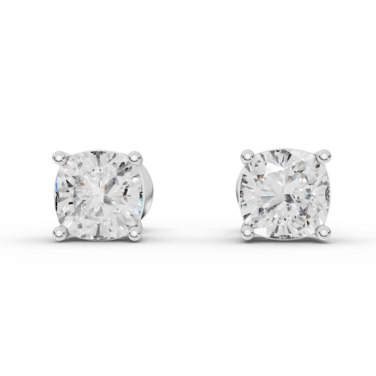 2CT Cushion Lab Diamond Stud Earrings - Buvea Jewels