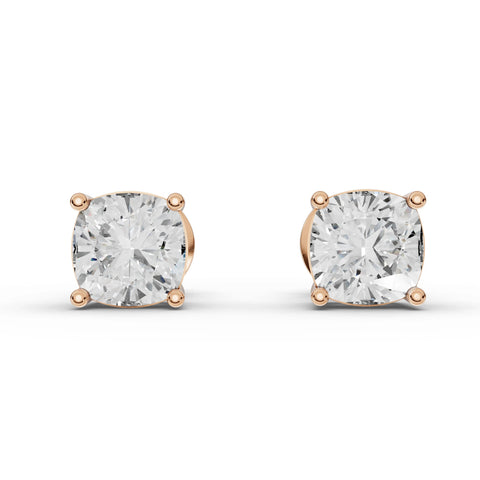 2CT Cushion Lab Diamond Stud Earrings - Buvea Jewels