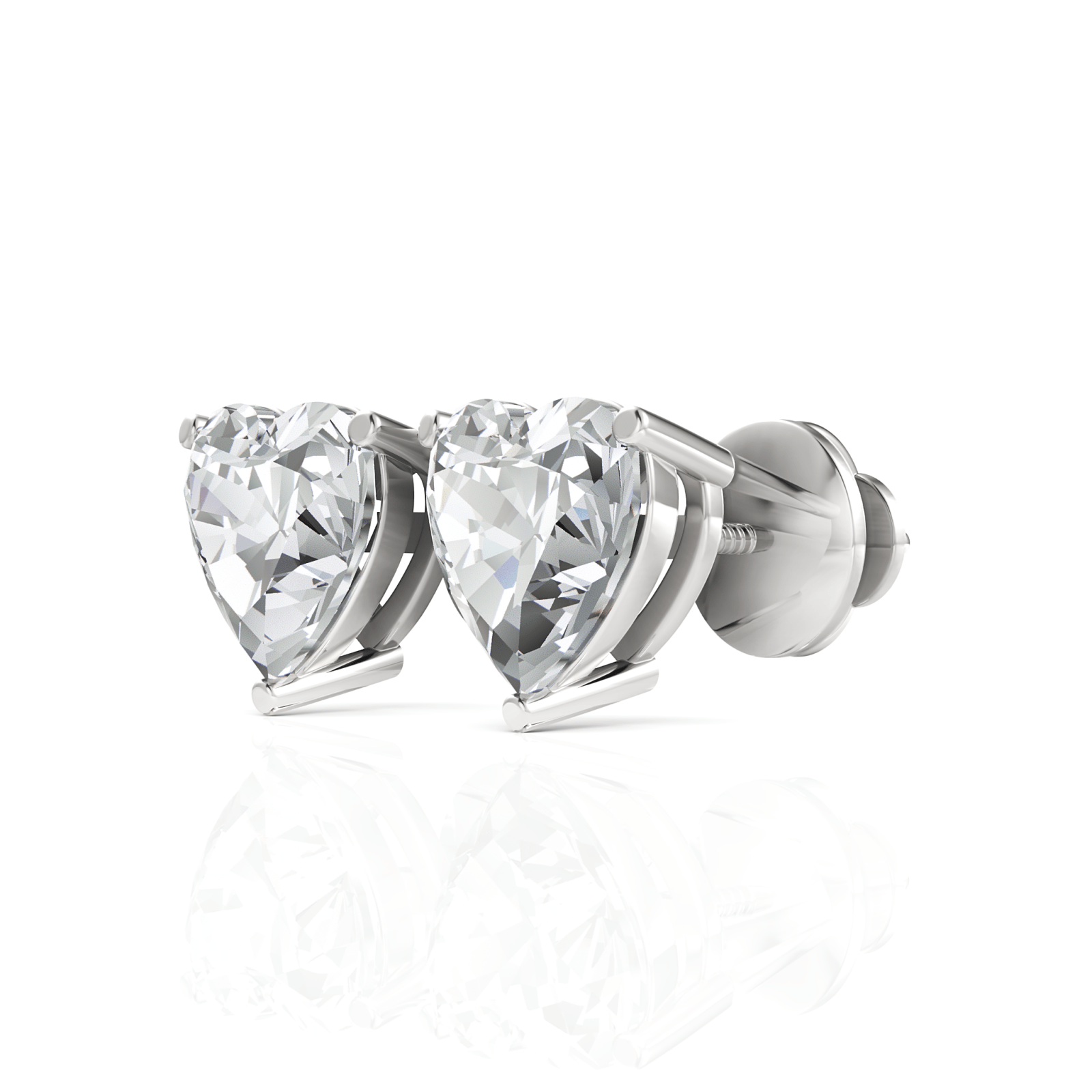 2CT Heart Lab Diamond Stud Earrings - Buvea Jewels