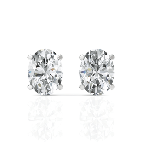 2CT Oval Lab Diamond Stud Earrings - Buvea Jewels