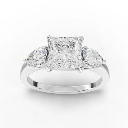 2CT Princess Lab Diamond Three Stone Engagement Ring - Buvea Jewels
