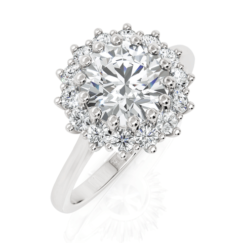 2CT Round Lab Diamond Halo Premium Engagement Ring - Buvea Jewels