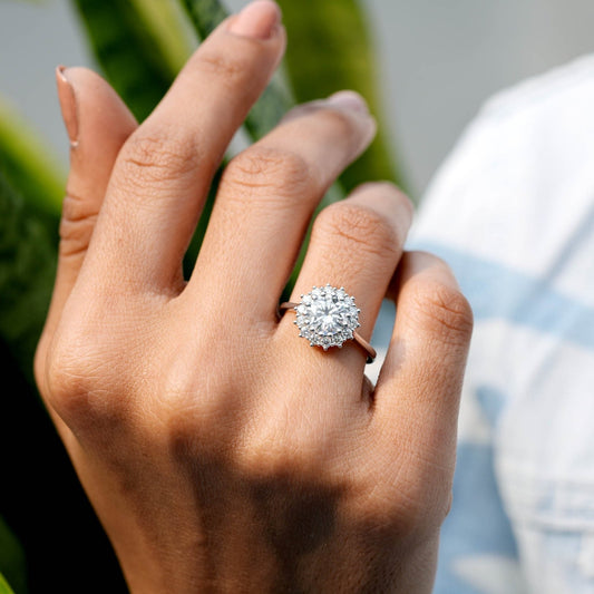 2CT Round Lab Diamond Halo Premium Engagement Ring - Buvea Jewels