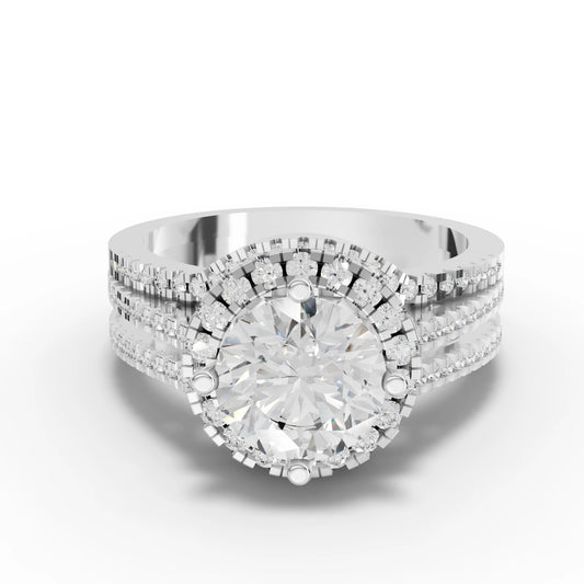 2CT Round Lab Diamond Premium Double Halo Engagement Ring - Buvea Jewels