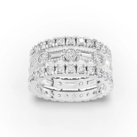 3.02CT Baguette Round Lab Diamond Bridal Set Ring - Buvea Jewels