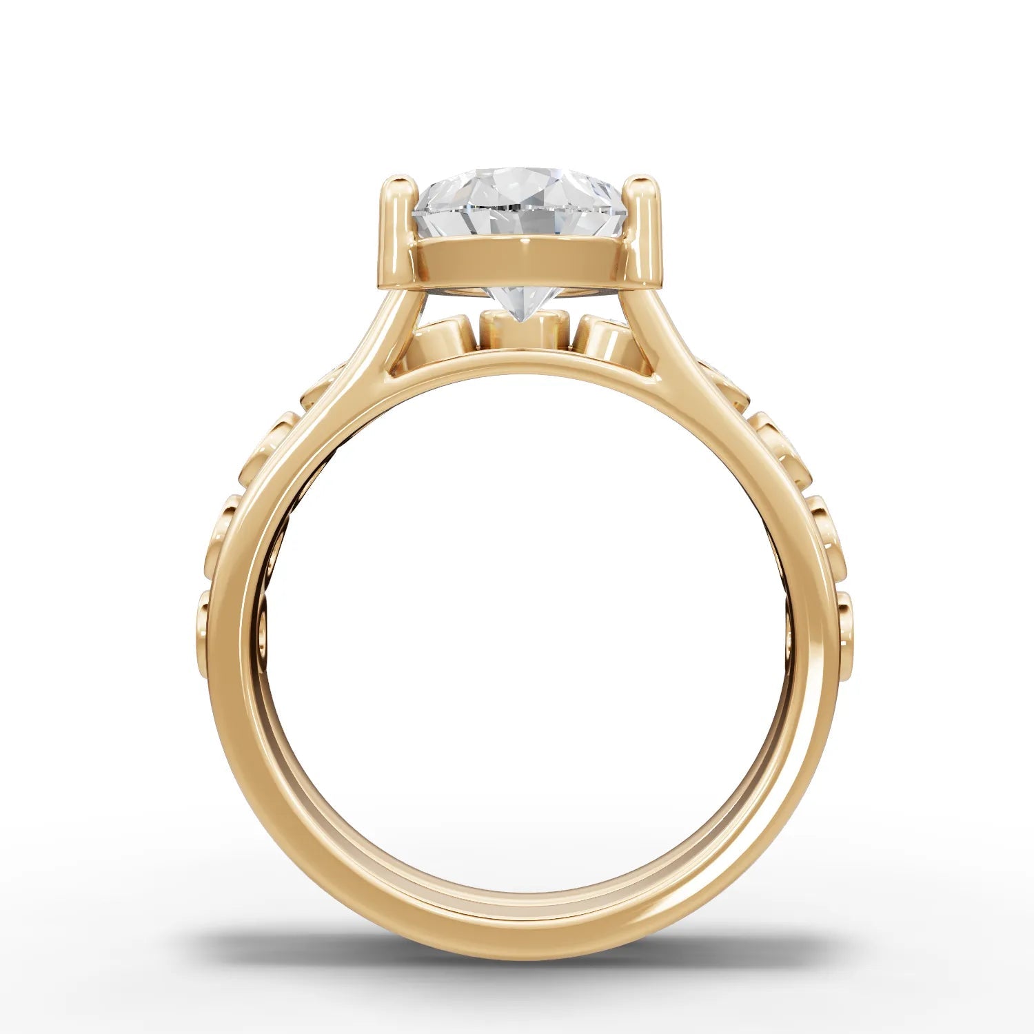3.09CT Pear Lab Diamond Bridal Set Ring - Buvea Jewels
