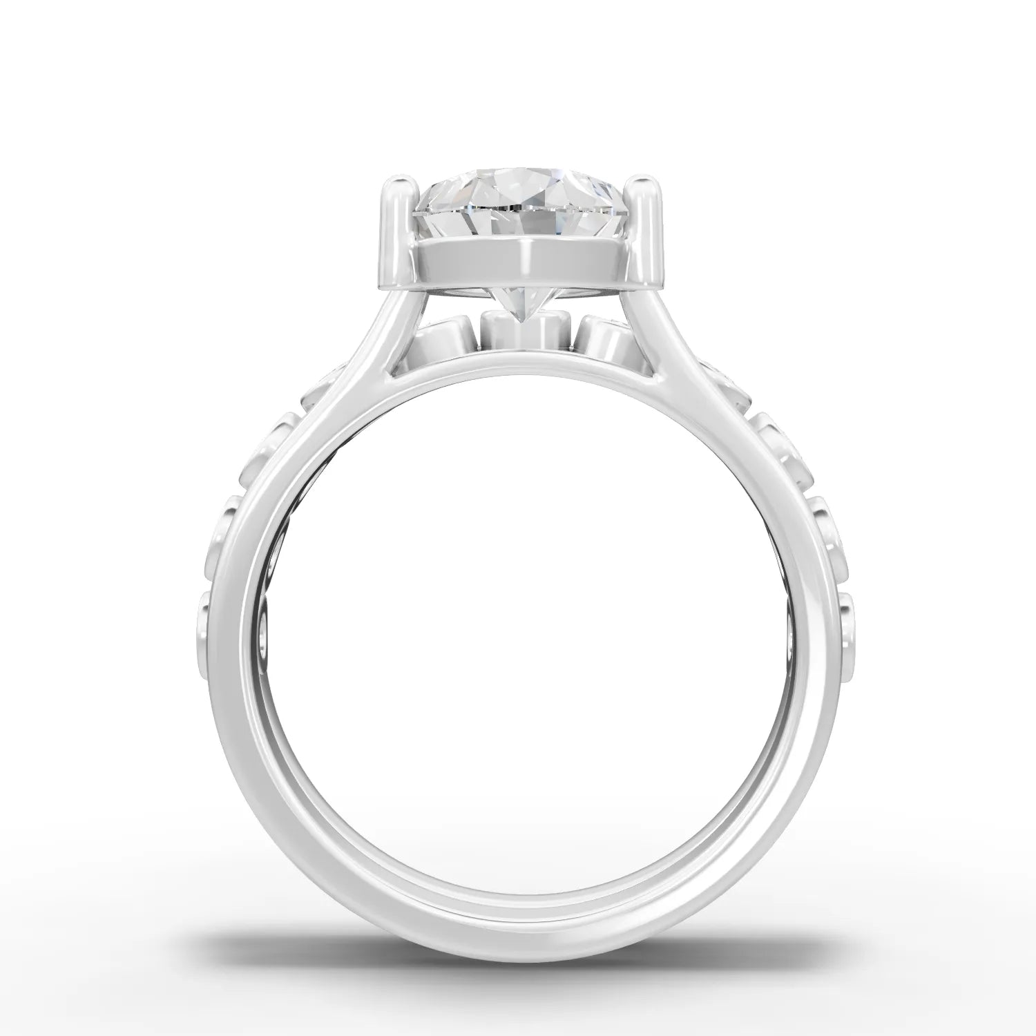 3.09CT Pear Lab Diamond Bridal Set Ring - Buvea Jewels