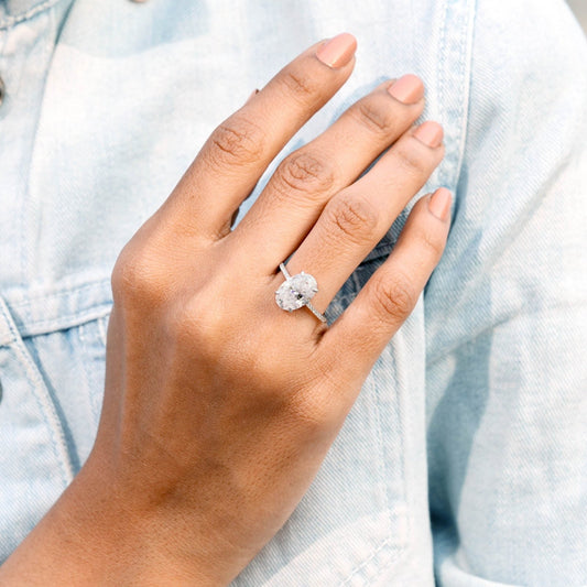 3.18CT Oval Lab Diamond Premium Solitaire Engagement Ring - Buvea Jewels