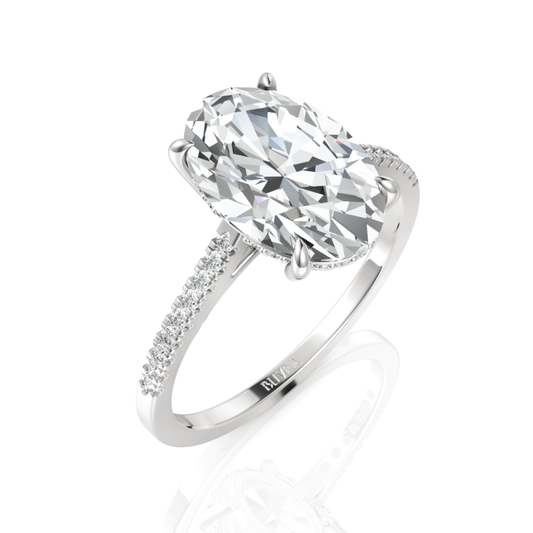 3.18CT Oval Lab Diamond Premium Solitaire Engagement Ring - Buvea Jewels