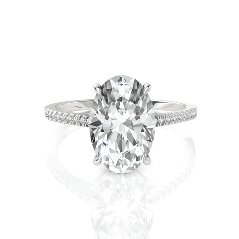 3.18CT Oval Lab Diamond Premium Solitaire Engagement Ring - Buvea Jewels