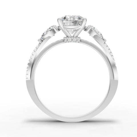 3.1CT Round Lab Diamond Premium Three Stone Accent Engagement Ring - Buvea Jewels