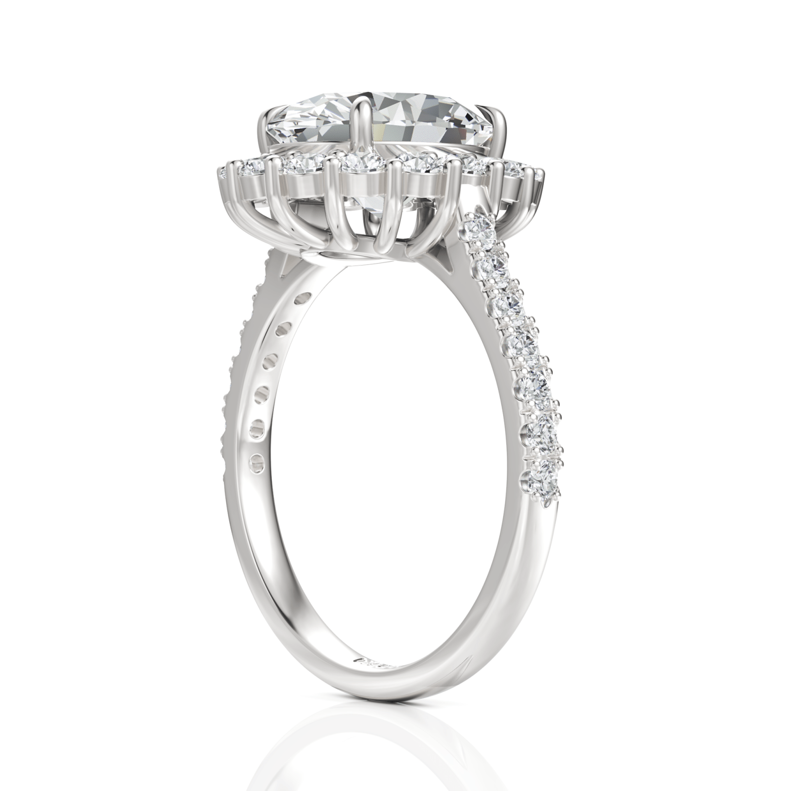 3.64CT Oval Lab Diamond Premium Halo Accent Engagement Ring - Buvea Jewels