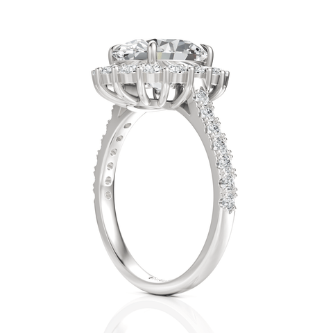 3.64CT Oval Lab Diamond Premium Halo Accent Engagement Ring - Buvea Jewels