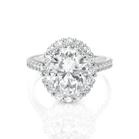 3.64CT Oval Lab Diamond Premium Halo Accent Engagement Ring - Buvea Jewels