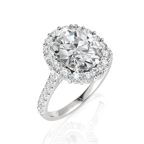 3.64CT Oval Lab Diamond Premium Halo Accent Engagement Ring - Buvea Jewels