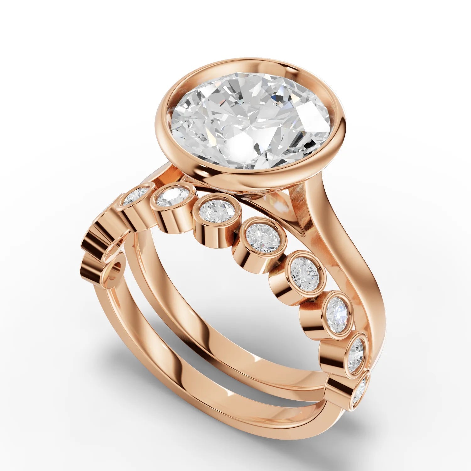 3.79CT Round Lab Diamond Bridal Set Ring - Buvea Jewels