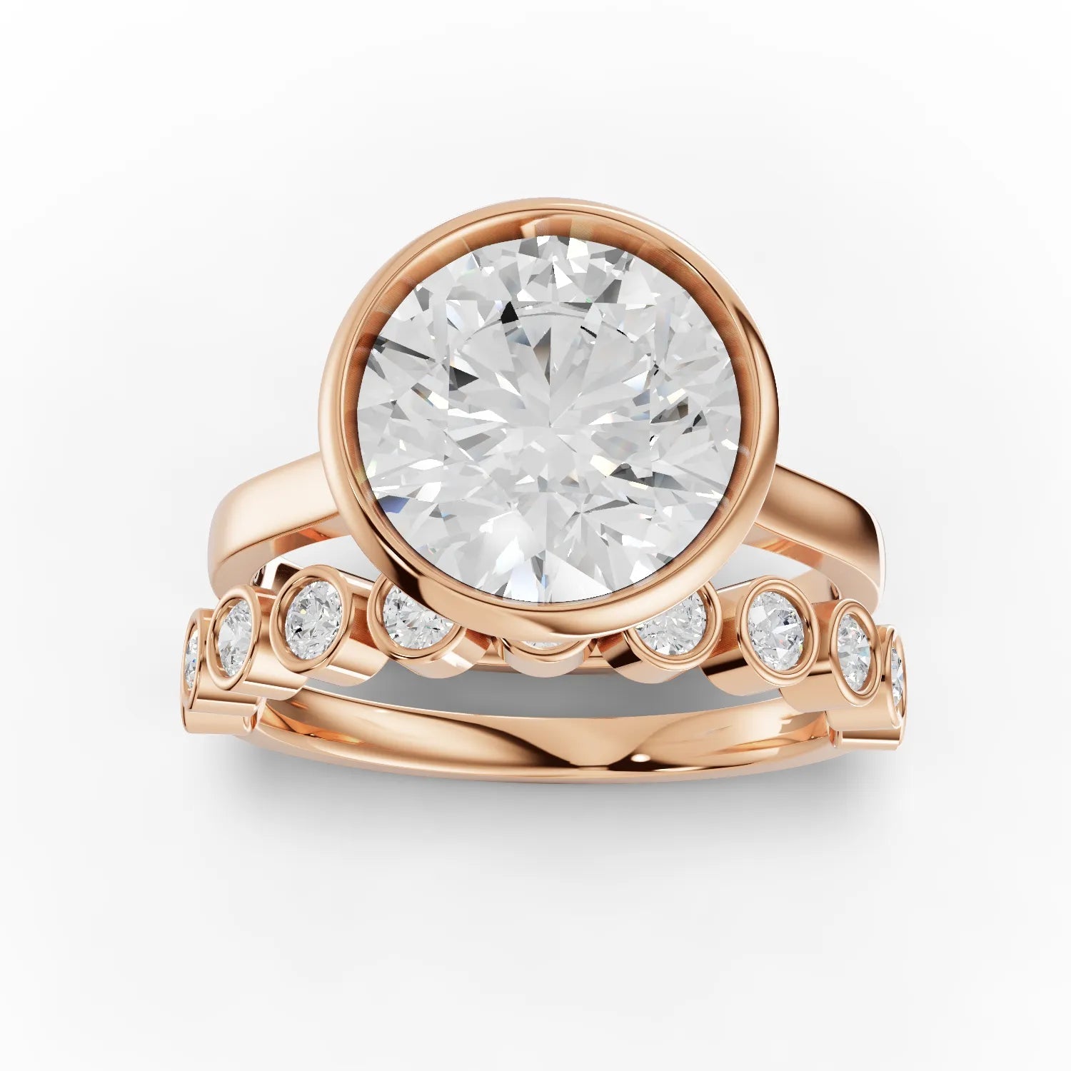 3.79CT Round Lab Diamond Bridal Set Ring - Buvea Jewels