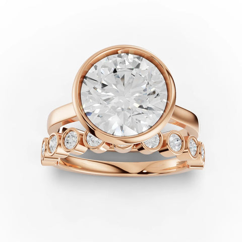 3.79CT Round Lab Diamond Bridal Set Ring - Buvea Jewels
