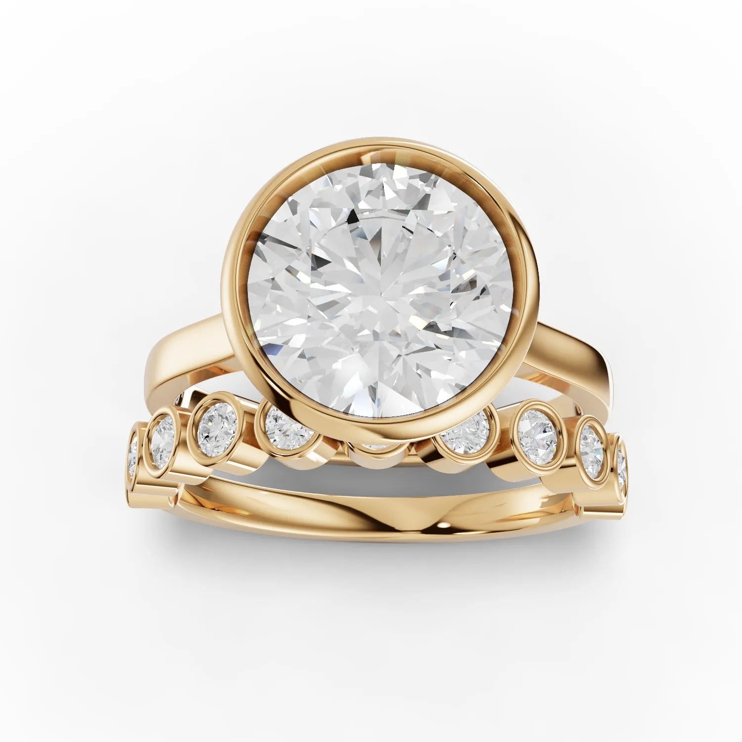 3.79CT Round Lab Diamond Bridal Set Ring - Buvea Jewels