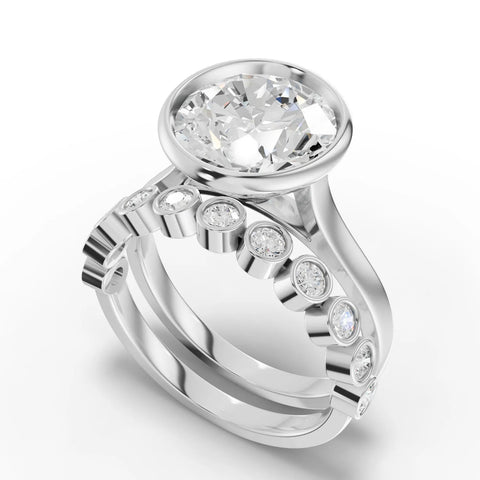 3.79CT Round Lab Diamond Bridal Set Ring - Buvea Jewels