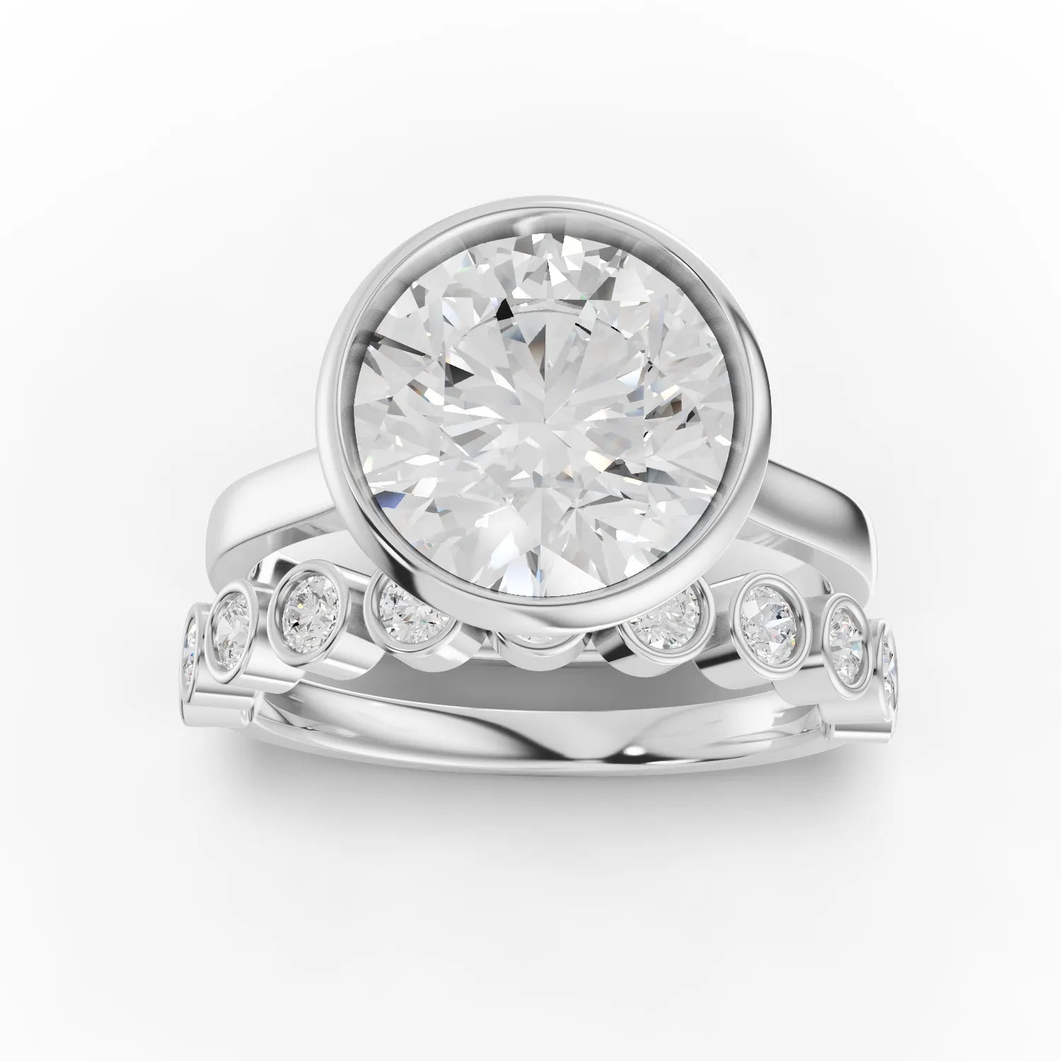 3.79CT Round Lab Diamond Bridal Set Ring - Buvea Jewels