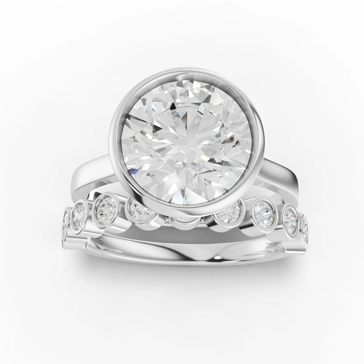 3.79CT Round Lab Diamond Bridal Set Ring - Buvea Jewels